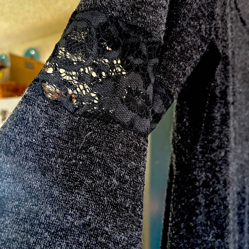 Charcoal grey TORRID dress size 1 long bell sleeve with lace detail
